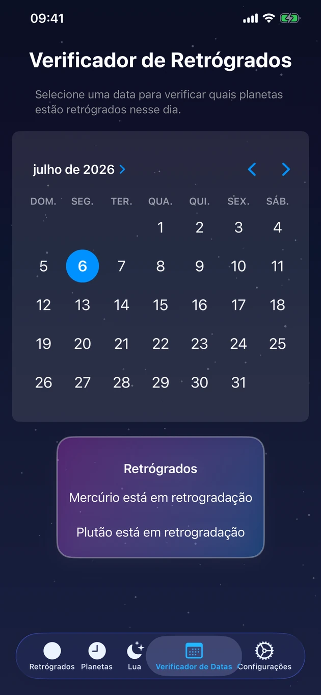 Escolhe um dia e vê logo que planetas estão retrógrados.